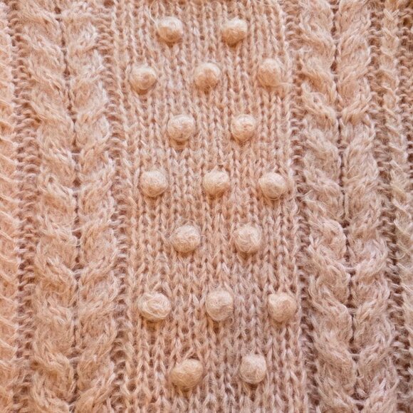 Vintage Amherst Sport Medium 1980s Wool Blend Peach Bobble Pattern Sweater Women - Picture 3 of 6